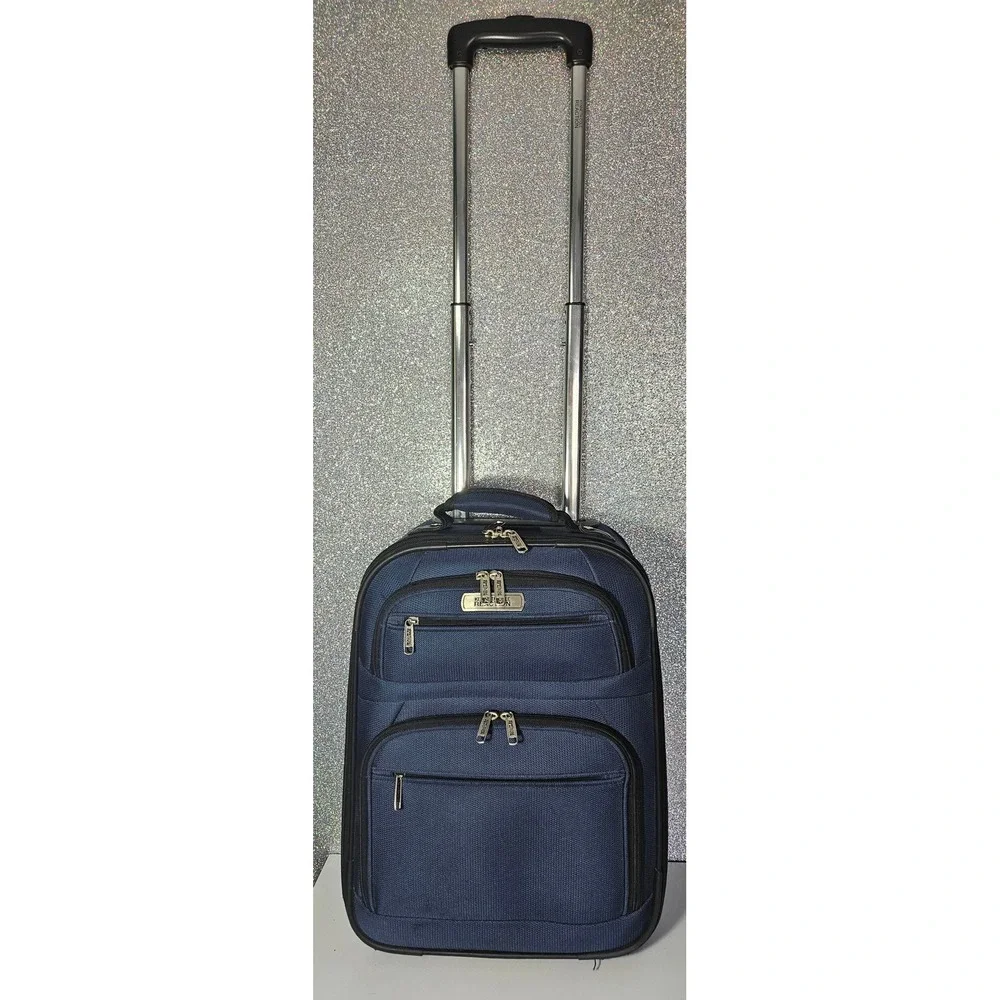 Kenneth Cole Reaction Blue Soft Rolling Carry On Suitcase Luggage RUGGED Vintage